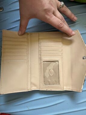 Guess Leopard-Print Foldover Wallet in Black and Tan